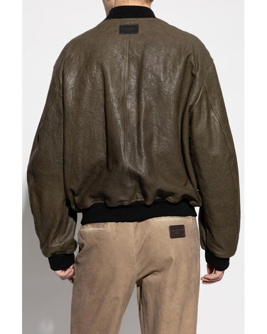 Dolce & Gabbana Green Logo Patch Zipped Bomber Jacket for men