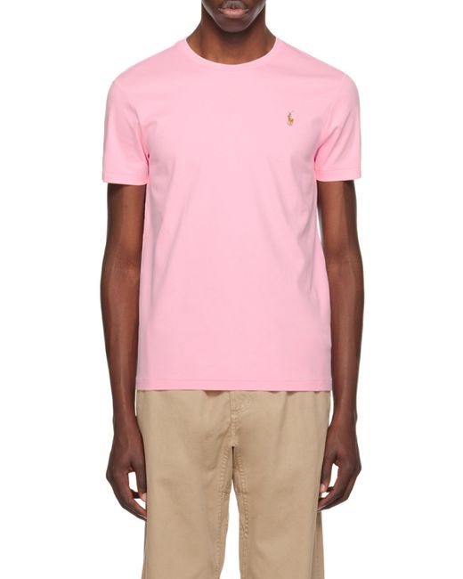 Polo Ralph Lauren Pink Logo Embroidered Crewneck T-Shirt for men