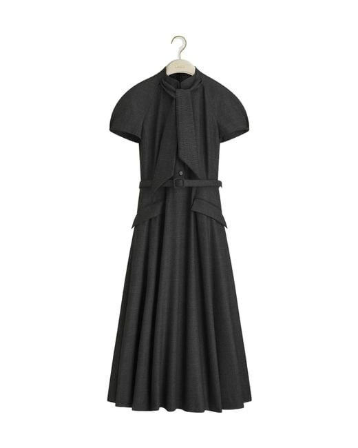 Dior Black Mid-Length Dress With Ascot-Effect Tied Collar