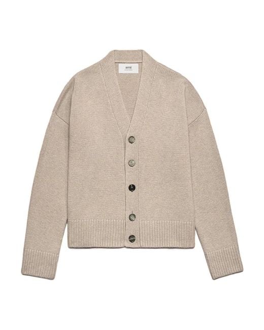 AMI Natural Long Sleeved Buttoned Cardigan for men