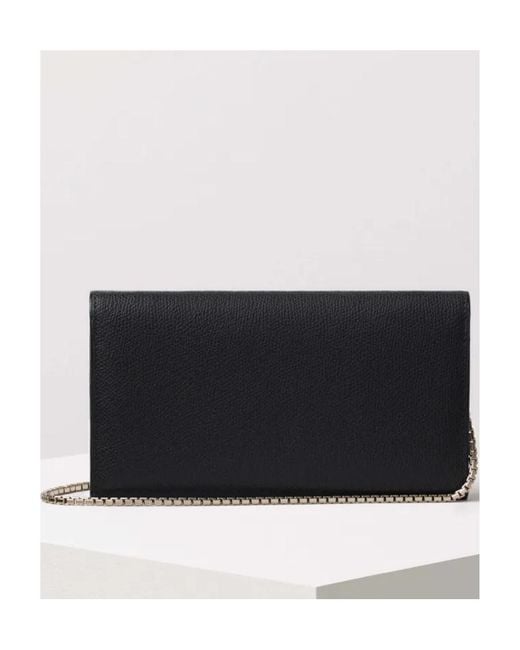 Valextra Black Foldover-Top Chain-Linked Wallet