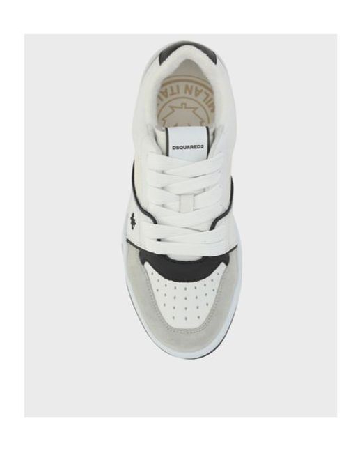 DSquared² White Spiker Logo Printed Low-Top Sneakers