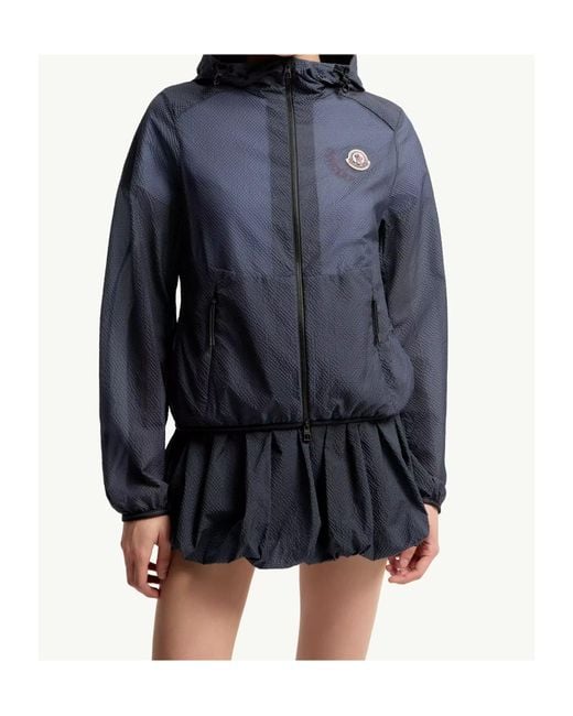 Moncler Blue Zip-Up Hooded Jacket