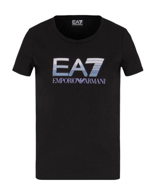 EA7 Black Logo Series Stretch-Cotton Crew-Neck T-Shirt With Sequin Logo
