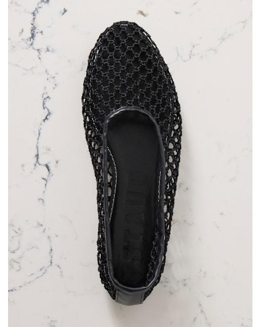 Staud Black Alba Crocheted Ballet Flats