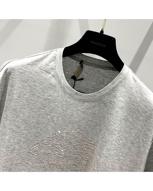 Versace Gray Medusa Logo T-Shirt With Round Neck for men