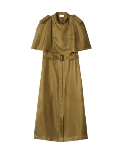 Burberry Women's Green Belted Waist Trench Dress