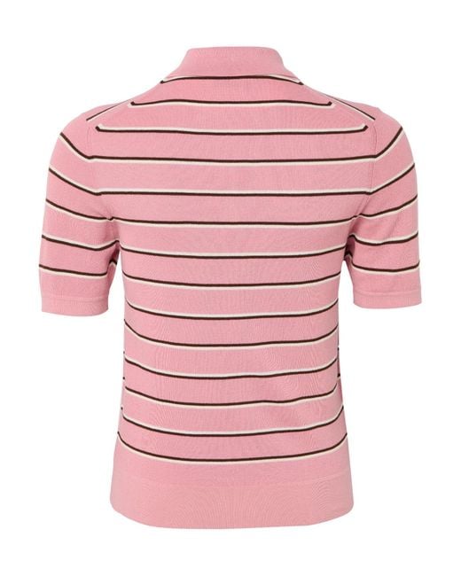 Miu Miu Pink Striped Polo Shirt