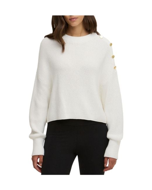 Barbour White Crew-Neck Jumper