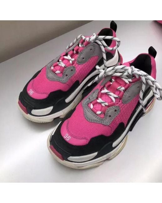 Balenciaga Pink Triple S Color-Matching Casual Sneakers