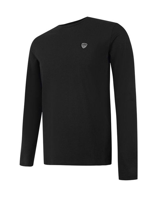 EA7 Black Round-Neck Long-Sleeved T-Shirt for men