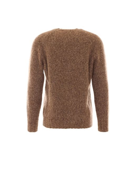 Brunello Cucinelli Brown Crewneck Knitted Sweater for men