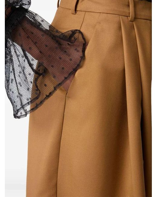 Nina Ricci Brown Highwaisted Shorts With Folds