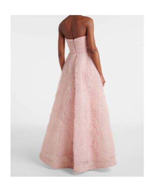 Rebecca Vallance Pink Strapless Tulle Gown