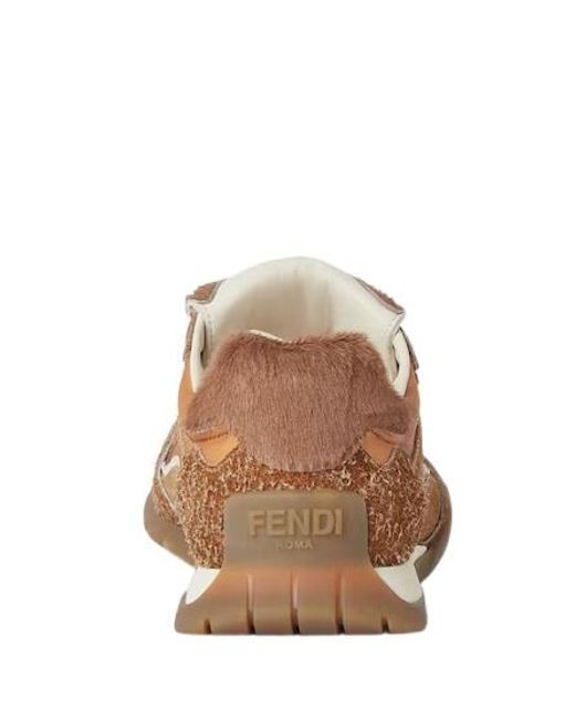 Fendi Brown Wave Pulse Lace-Up Sneakers