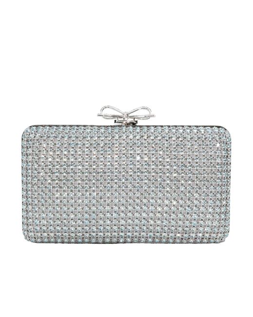Self-Portrait Gray Crystal-Embellished Clutch Bag