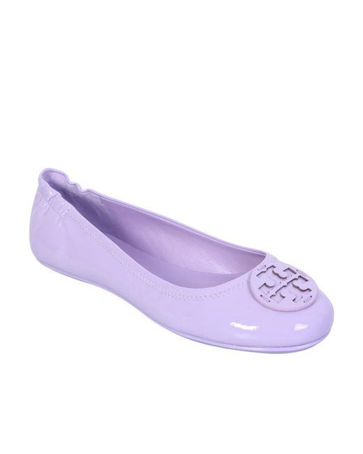 Tory Burch Purple Minnie Travel Ballerina Flat Shoes