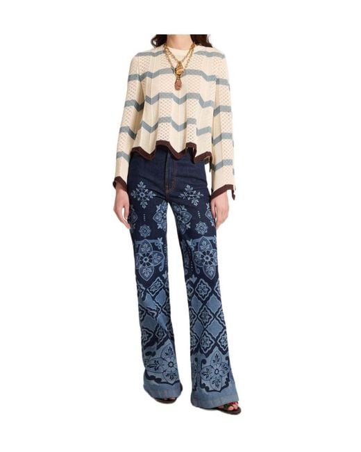 LaDoubleJ White Chevron-Knit Scalloped-Edge Knit