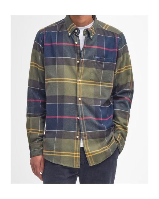 Barbour Blue Edderton Long Sleeve Patterned Shirt for men