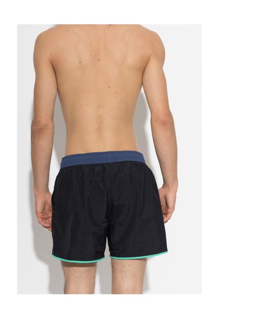 Moschino Blue Drawstring Swim Trunks for men