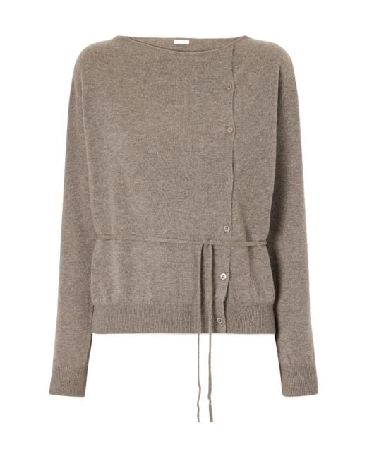 St. Agni Brown Asymmetrical Belted Cashmere Cardigan