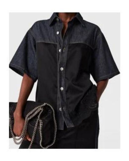 Stella McCartney Blue Lace Detailed Short-Sleeve Shirt