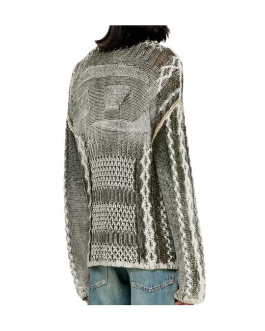 DIESEL Gray K Mioto Textured Knit Cardigan for men