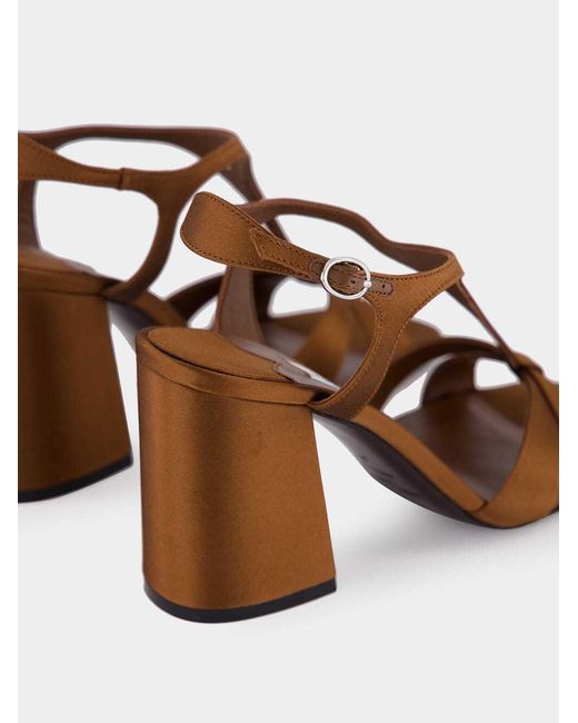 Jimmy Choo Brown Square-Toe High-Heeled Sandals