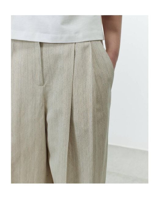 Alysi White Wide-Leg Cuffed Pants