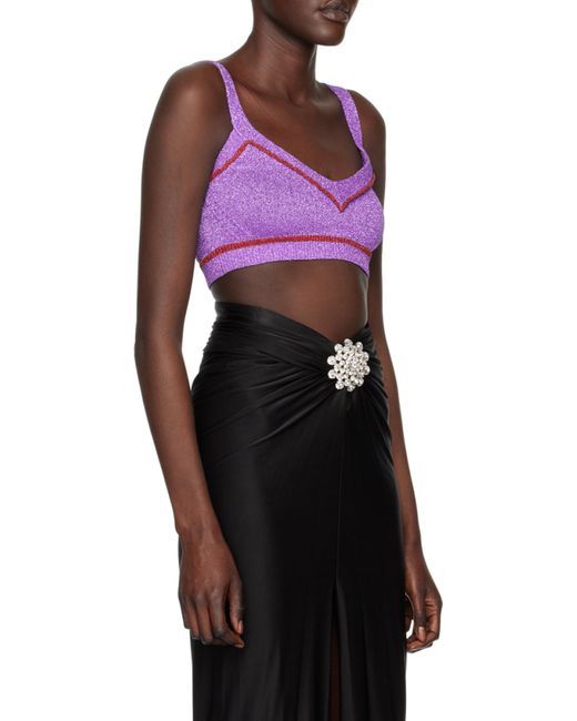 Rabanne Purple Metallic Knit Cropped Top
