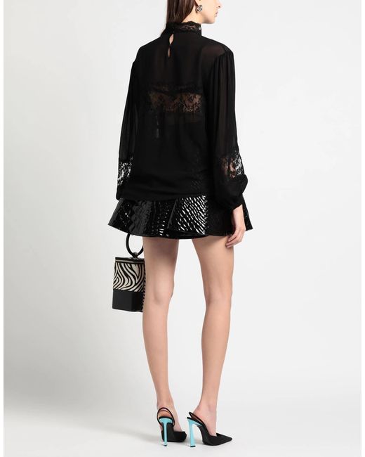 Dolce & Gabbana Black Solid Color Stand Collar Long Sleeve Top