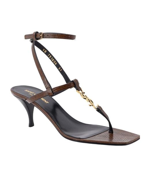 Saint Laurent White Cassandra Open Toe Sandals