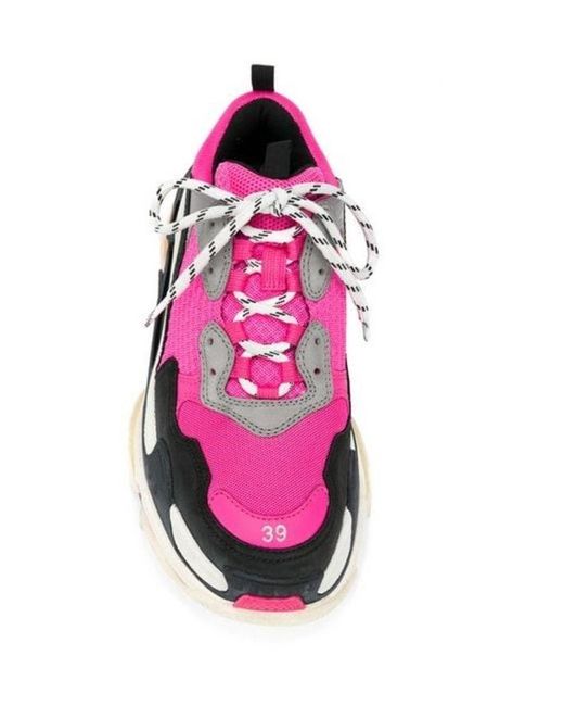 Balenciaga Pink Triple S Color-Matching Casual Sneakers