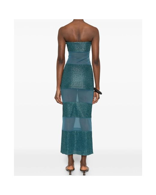 Oseree Blue Glitter Panel Dress
