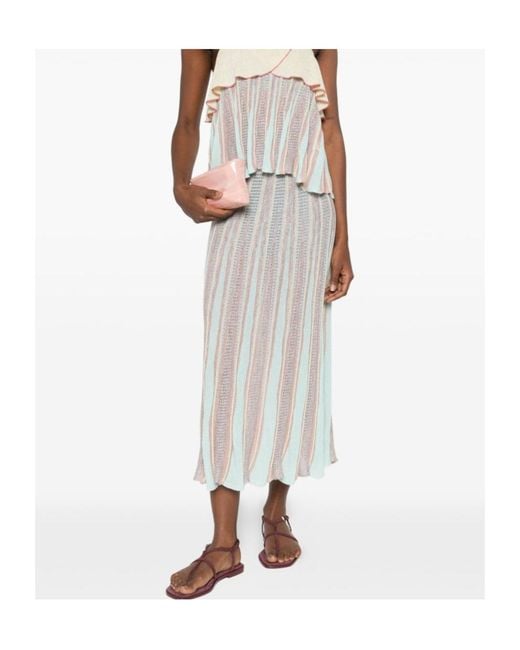 Forte_forte White Striped Midi Skirt