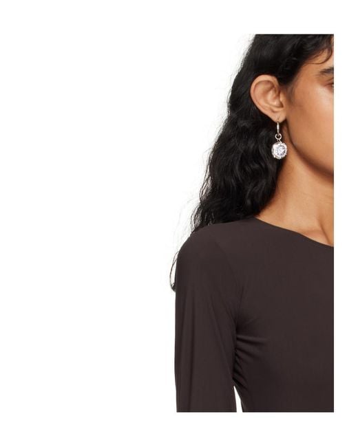 MM6 by Maison Margiela White Embellished Hoop Earrings