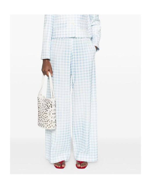 Ermanno Scervino White Gingham Wide-Leg Pants