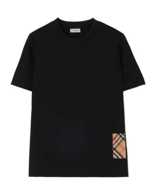 Burberry Black Check Label Cotton T-Shirt
