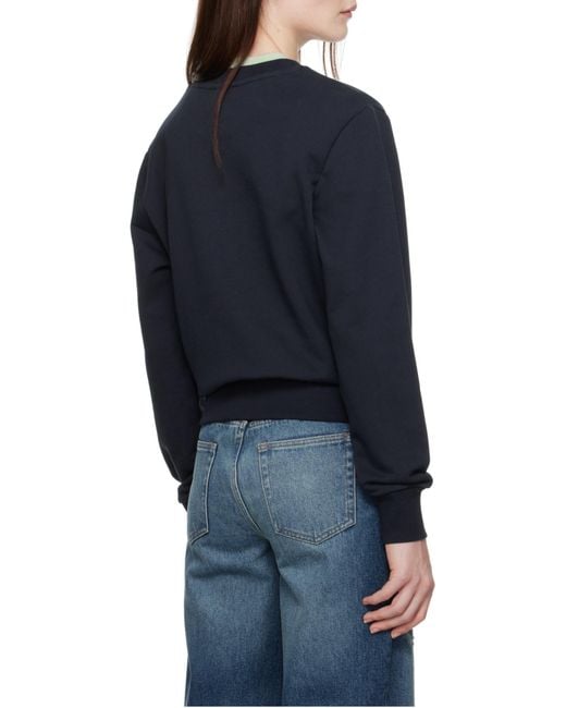 A.P.C. Blue Rue Madame Logo Embroidered Crewneck Sweatshirt