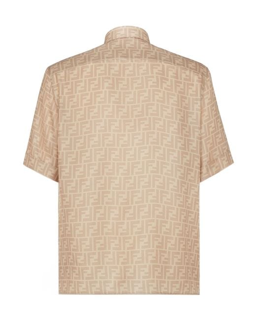 Fendi Natural Logo Detailed Short Sleeved Shirt for men