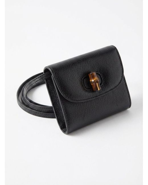 Gucci Black Bamboo Card Case On Strap