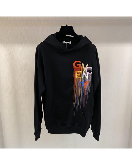 Givenchy Black Embroidered Logo Hooded Sweatshirt