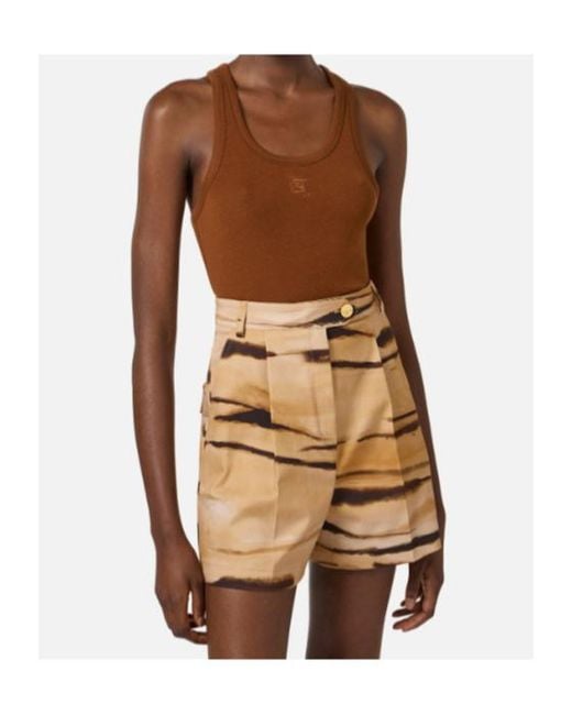 Elisabetta Franchi Brown Logo Racerback Tank Top