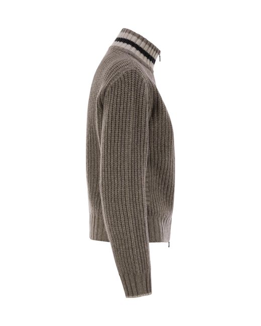 Brunello Cucinelli Brown Cashmere Cardigan With Shiny Trims