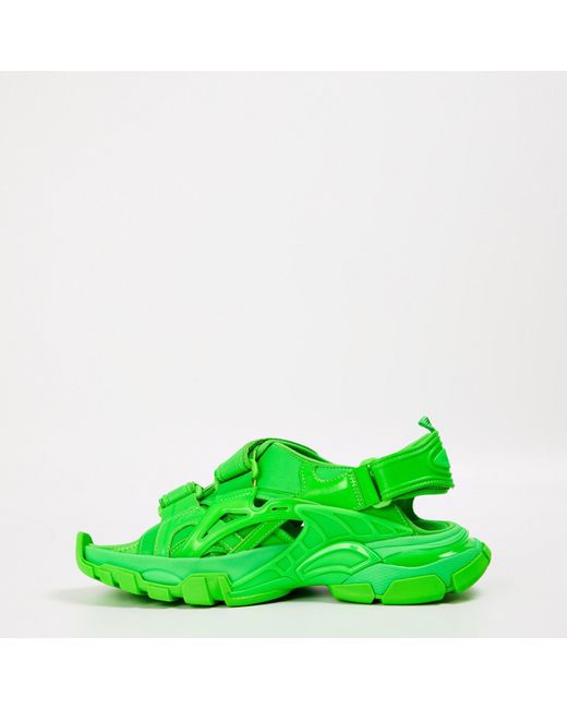 Balenciaga Green Track Logo Flat Sandals