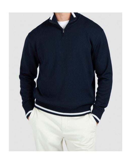 Paul & Shark Blue Malia Half Zip Knitted Sweater for men