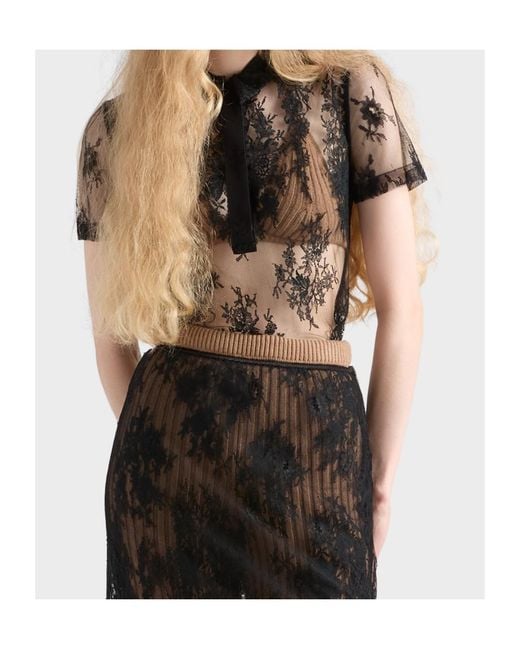 Prada Black Lace Top