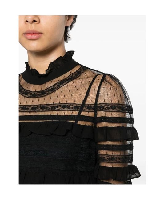 Twinset Black Ruffle-Detail Blouse