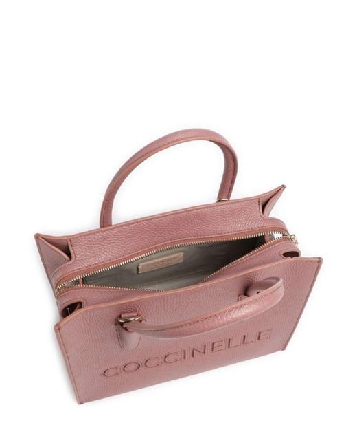 Coccinelle Pink Structured Logo Tote Bag