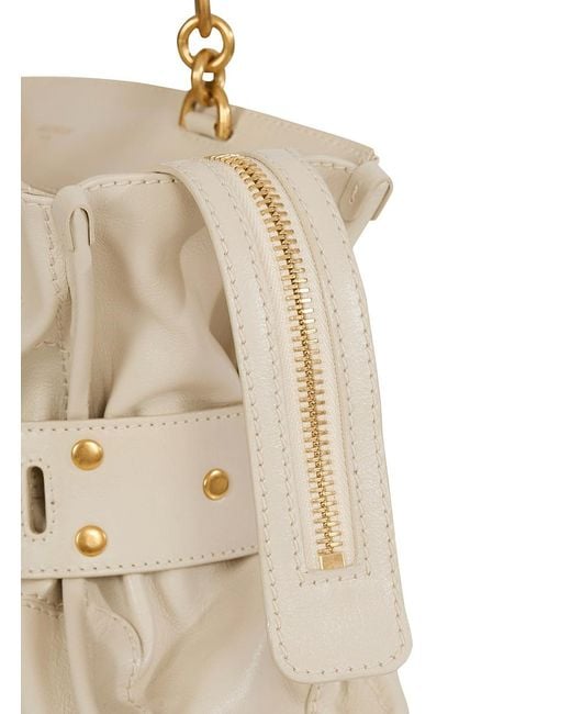 Balmain White Anthem Buckled Shoulder Bag